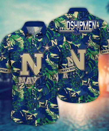 Navy Midshipmen Ncaa Hawaiian Shirt Blooming Flowers Aloha Shirt