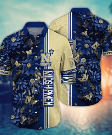 Navy Midshipmen Ncaa Hawaiian Shirt Custom Sea Breeze Aloha Shirt