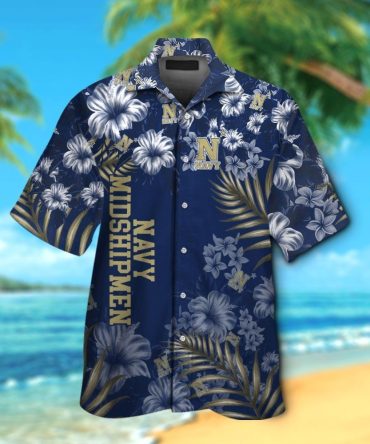 Navy Midshipmen Short Sleeve Button Up Tropical Hawaiian Shirt Ver02