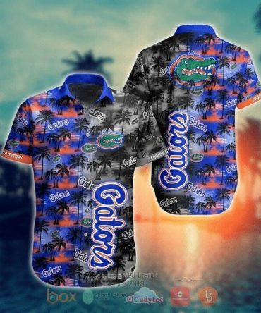 Ncaa Florida Gators Coconut Tree Blue Grey Hawaiian Shirt
