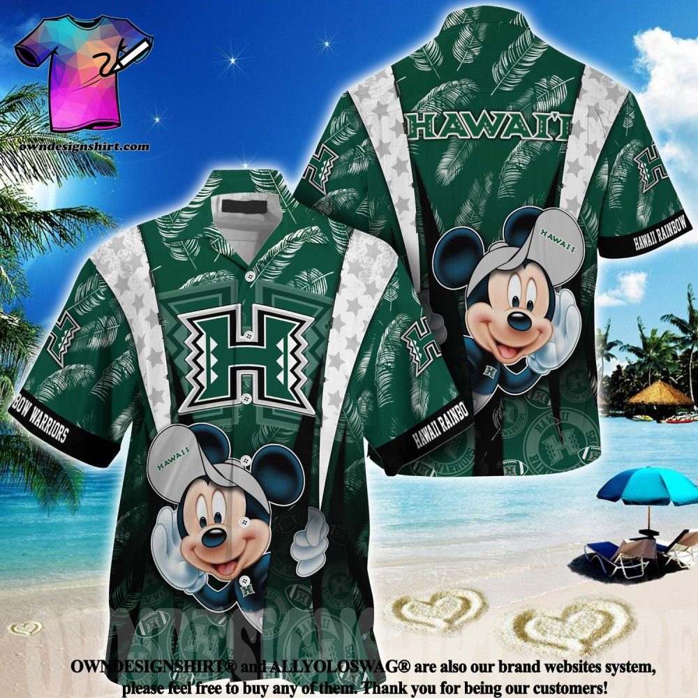 Ncaa Hawaii Rainbow Warriors Mickey Mouse Hawaiian Shirt