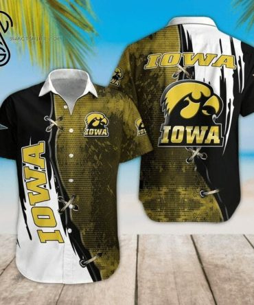 Ncaa Iowa Hawkeyes Gold Black Trendy Hawaiian Shirt Aloha Shirt