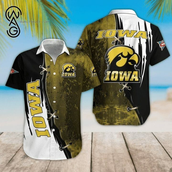 Ncaa Iowa Hawkeyes Gold Black Trendy Hawaiian Shirt Aloha Shirt