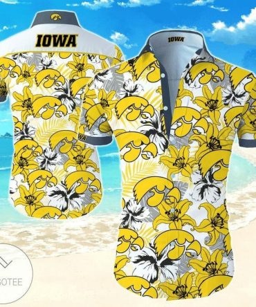 Ncaa Iowa Hawkeyes Gold Flowers Trendy Hawaiian Shirt Aloha Shirt