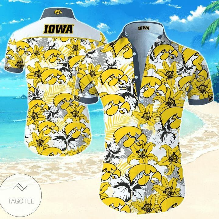 Ncaa Iowa Hawkeyes Gold Flowers Trendy Hawaiian Shirt Aloha Shirt