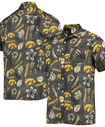 Ncaa Iowa Hawkeyes Grey Gold Trendy Hawaiian Shirt Aloha Shirt