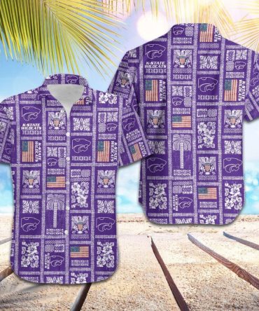 Ncaa Kansas State Wildcats American Flag Purple Trendy Hawaiian Shirt Aloha Shirt