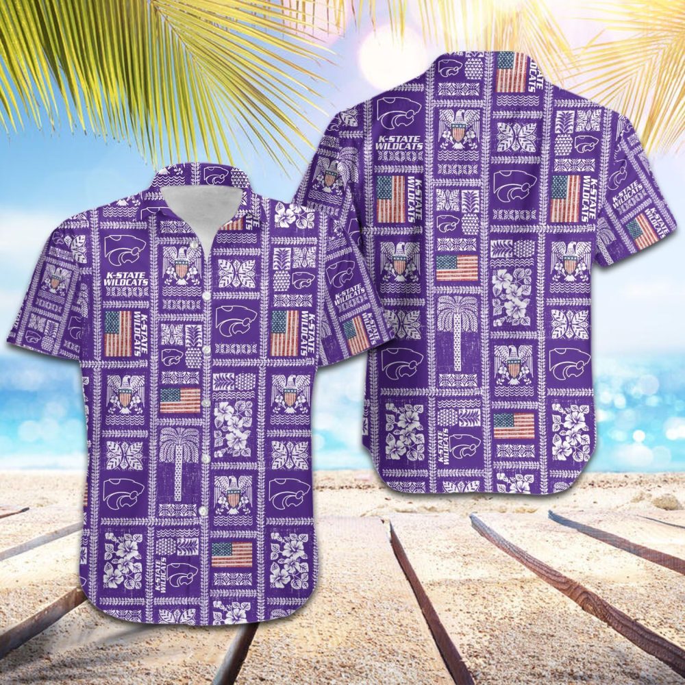 Ncaa Kansas State Wildcats American Flag Purple Trendy Hawaiian Shirt Aloha Shirt