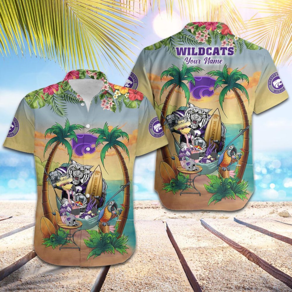 Ncaa Kansas State Wildcats Custom Name Flamingo Parrot Trendy Hawaiian Shirt Aloha Shirt