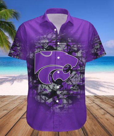 Ncaa Kansas State Wildcats Custom Text Number Purple Silver Hawaiian Shirt V4 Aloha Shirt