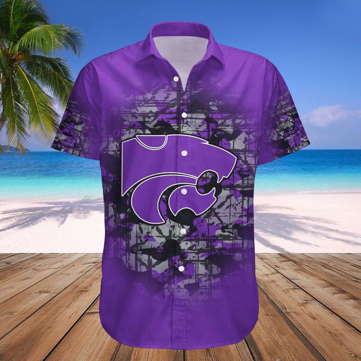 Ncaa Kansas State Wildcats Custom Text Number Purple Silver Trendy Hawaiian Shirt V4 Aloha Shirt