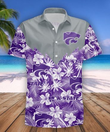 Ncaa Kansas State Wildcats Flowers Purple Silver Trendy Hawaiian Shirt Aloha Shirt
