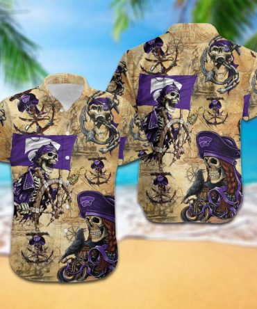 Ncaa Kansas State Wildcats Gold Purple Skull Trendy Hawaiian Shirt Aloha Shirt