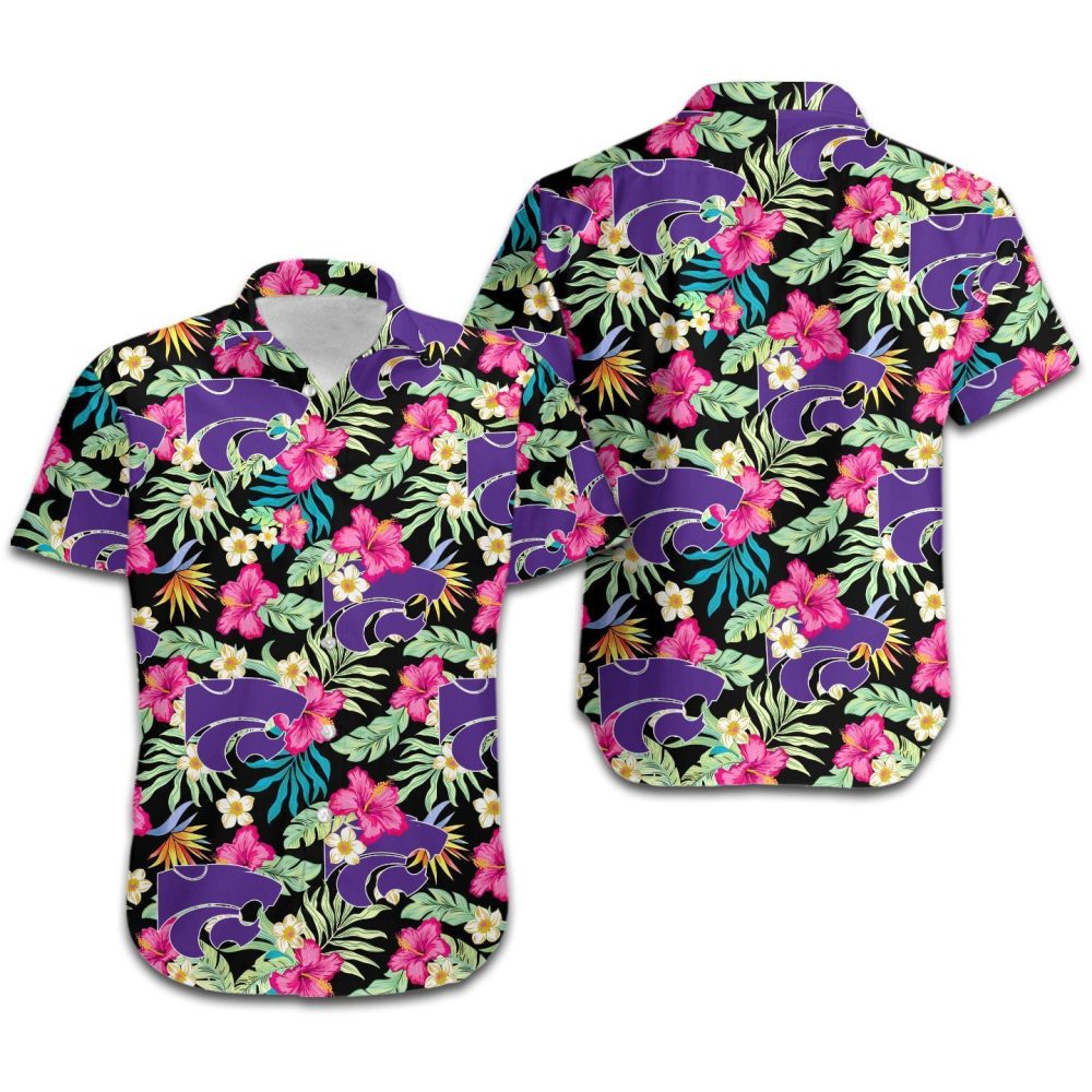 Ncaa Kansas State Wildcats Pink Purple Flowers Tropical Trendy Hawaiian Shirt Aloha Shirt