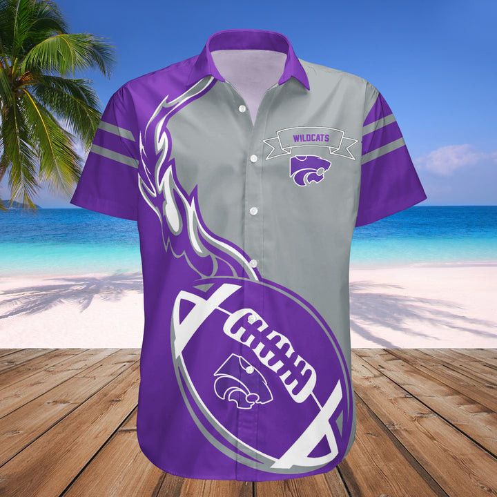 Ncaa Kansas State Wildcats Purple Flame Ball Silver Trendy Hawaiian Shirt Aloha Shirt