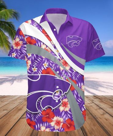 Ncaa Kansas State Wildcats Red Hibiscus Purple Trendy Hawaiian Shirt Aloha Shirt