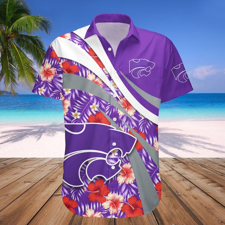 Ncaa Kansas State Wildcats Red Hibiscus Purple Trendy Hawaiian Shirt Aloha Shirt