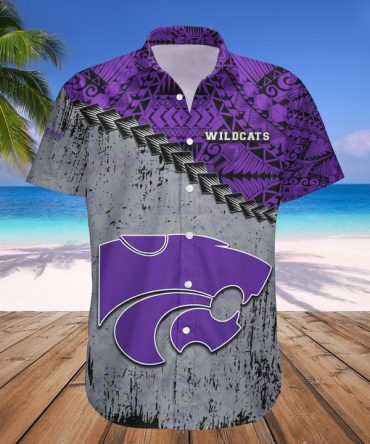 Ncaa Kansas State Wildcats Silver Purple Polynesian Hawaiian Shirt V6 Aloha Shirt