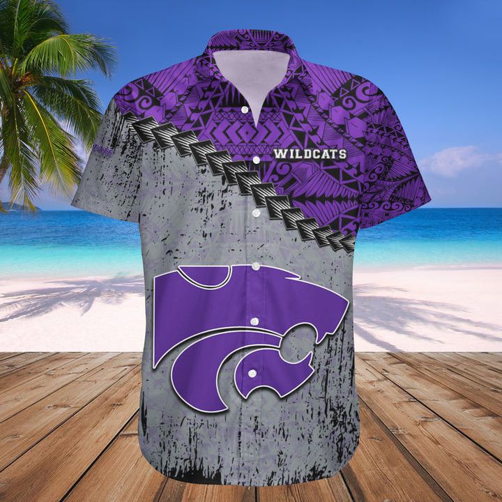 Ncaa Kansas State Wildcats Silver Purple Polynesian Hawaiian Shirt V6 Aloha Shirt