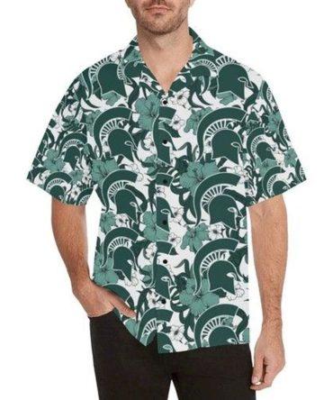 Ncaa Michigan State Spartans Hibiscus Green Trendy Hawaiian Shirt Aloha Shirt