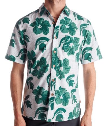 Ncaa Michigan State Spartans Hibiscus White Trendy Hawaiian Shirt Aloha Shirt