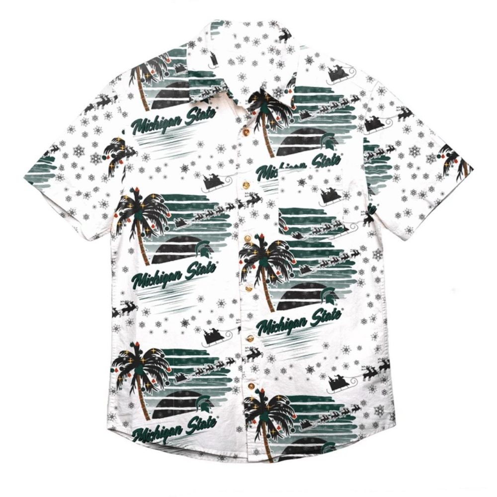 Ncaa Michigan State Spartans White Hawaiian Shirt