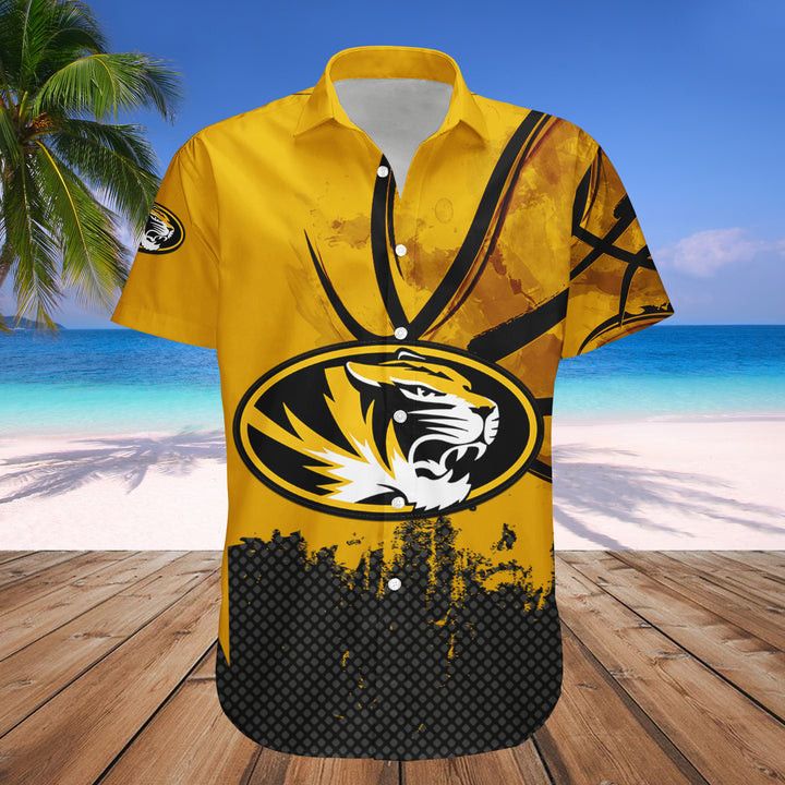Ncaa Missouri Tigers Custom Text Number Gold Black Hawaiian Shirt V4 Aloha Shirt