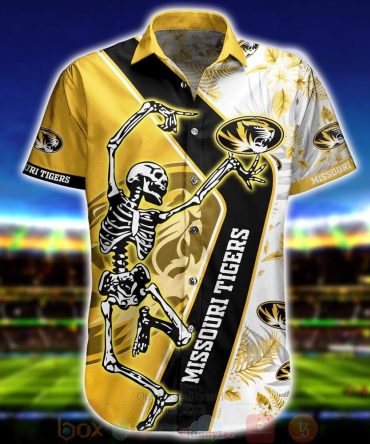 Ncaa Missouri Tigers Skeleton Gold Black Hawaiian Shirt