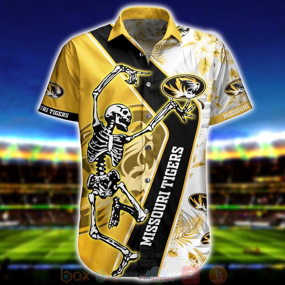 Ncaa Missouri Tigers Skeleton Gold Black Trendy Hawaiian Shirt Aloha Shirt