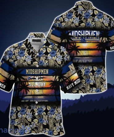 Ncaa Navy Midshipmen Came All Day Flower Hawaiian Shirt
