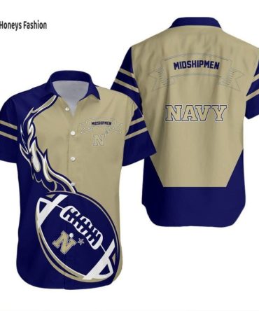 Ncaa Navy Midshipmen Flame Ball Hawaiian Shirt