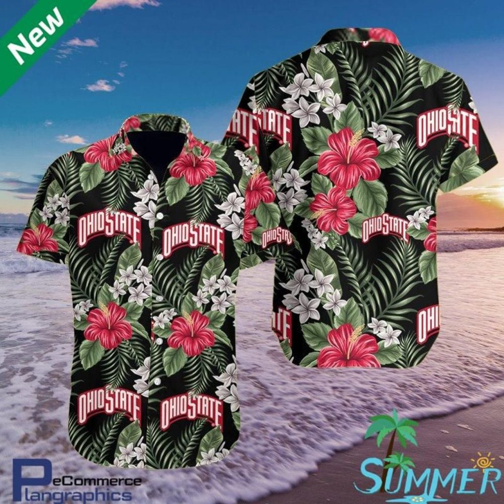 Ncaa Ohio State Buckeyes Flower Green Trendy Hawaiian Shirt Aloha Shirt
