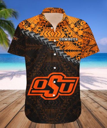 Ncaa Oklahoma State Cowboys Orange Black Hawaiian Shirt