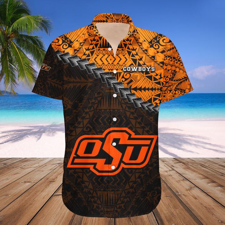 Ncaa Oklahoma State Cowboys Orange Black Trendy Hawaiian Shirt V2 Aloha Shirt