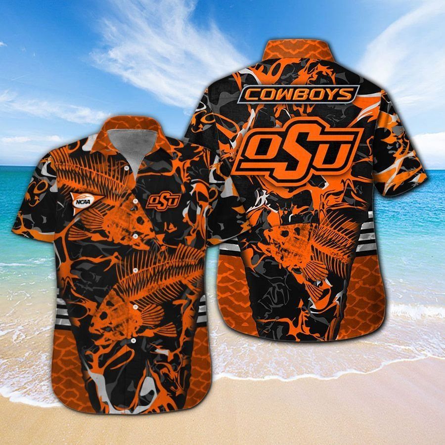 Ncaa Oklahoma State Cowboys Orange Fish Trendy Hawaiian Shirt Aloha Shirt