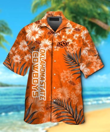 Ncaa Oklahoma State Cowboys Orange Flowers Trendy Hawaiian Shirt Aloha Shirt