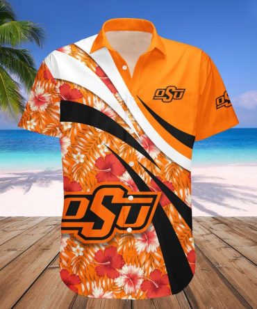 Ncaa Oklahoma State Cowboys Orange Flowers Trendy Hawaiian Shirt V8 Aloha Shirt