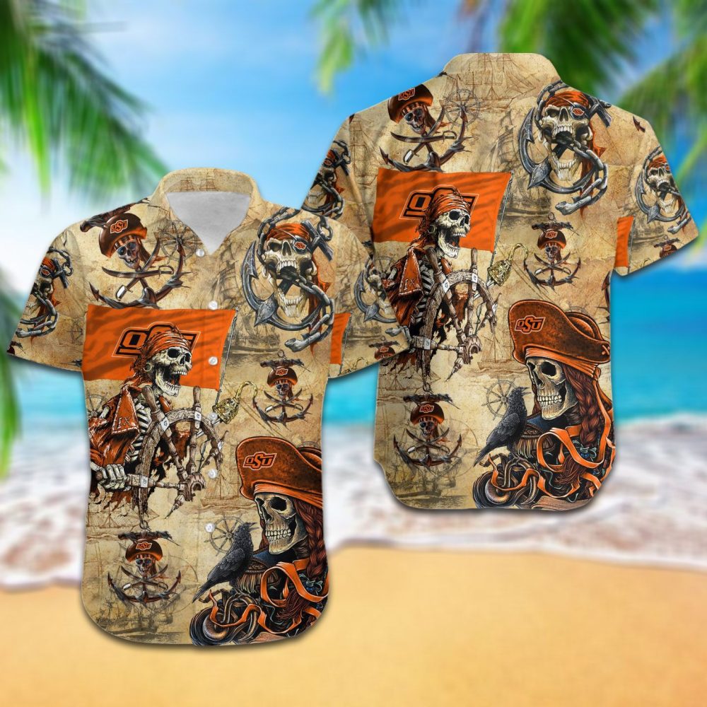 Ncaa Oklahoma State Cowboys Skull Hawaiian Shirt