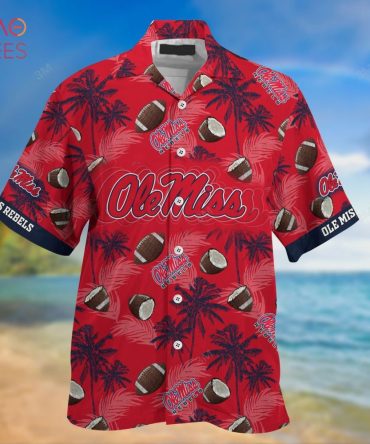 Ncaa Ole Miss Rebels Coconuts Red Blue Trendy Hawaiian Shirt Aloha Shirt