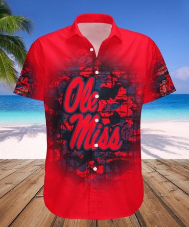 Ncaa Ole Miss Rebels Custom Text Number Red Camouflage Hawaiian Shirt