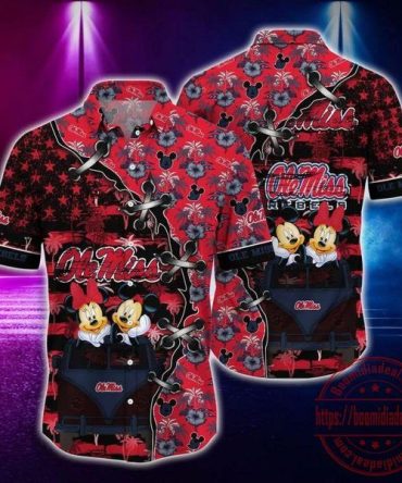 Ncaa Ole Miss Rebels Mickey Mouse American Flag Trendy Hawaiian Shirt Aloha Shirt