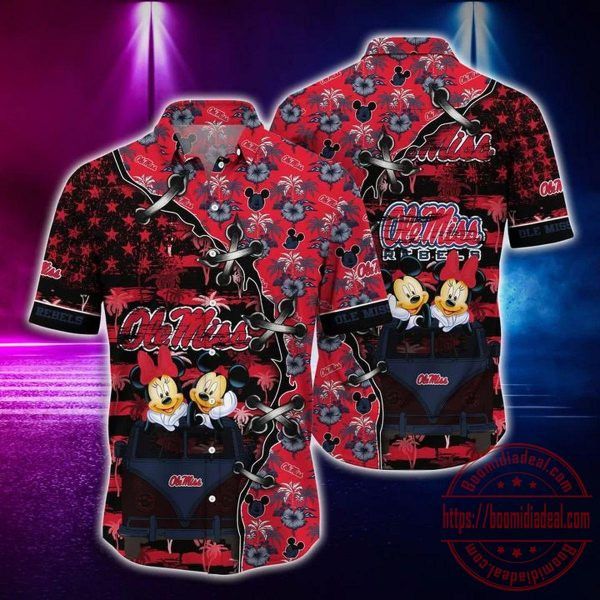 Ncaa Ole Miss Rebels Mickey Mouse American Flag Trendy Hawaiian Shirt Aloha Shirt