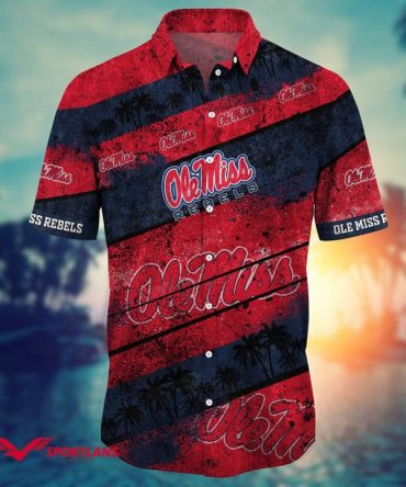 Ncaa Ole Miss Rebels Red Blue Trendy Hawaiian Shirt Aloha Shirt
