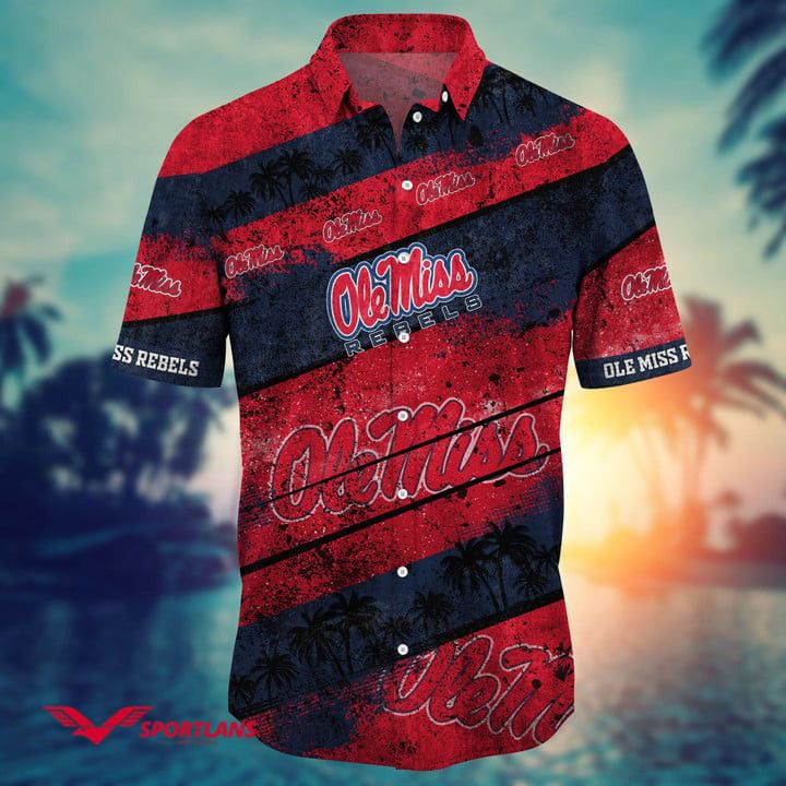 Ncaa Ole Miss Rebels Red Blue Trendy Hawaiian Shirt Aloha Shirt