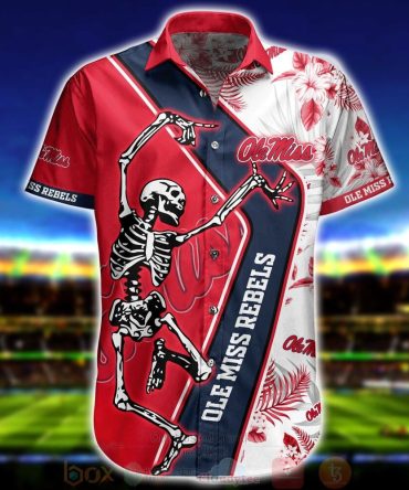 Ncaa Ole Miss Rebels Red Skeleton Trendy Hawaiian Shirt Aloha Shirt