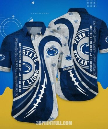 Ncaa Penn State Nittany Lions Blue Grey Hawaiian Shirt