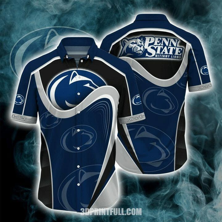Ncaa Penn State Nittany Lions Blue Grey Trendy Hawaiian Shirt Aloha Shirt