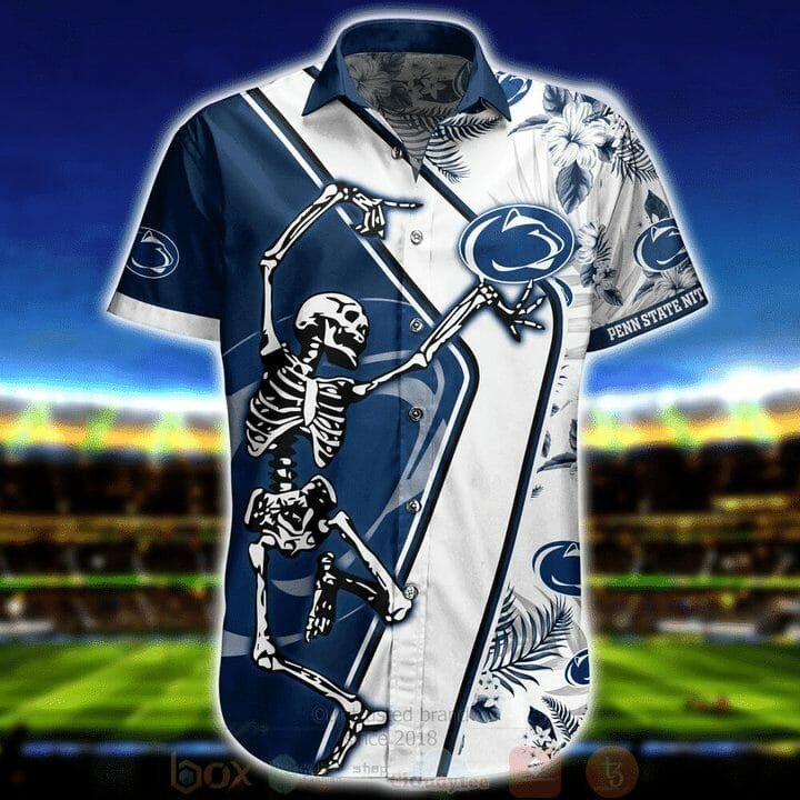 Ncaa Penn State Nittany Lions Skellingon Blue White Trendy Hawaiian Shirt Aloha Shirt