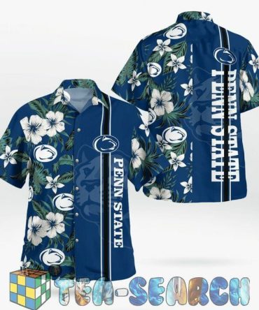 Ncaa Penn State Nittany Lions White Flowers Blue New Design Hawaiian Shirt