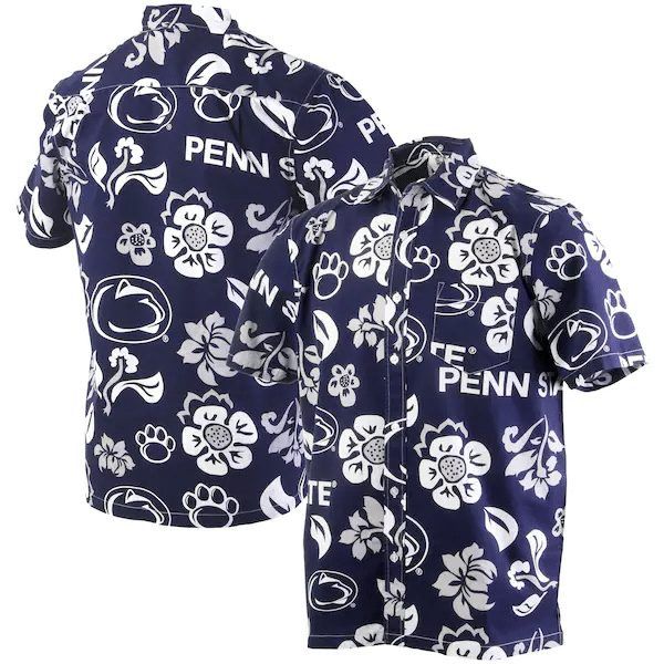 Ncaa Penn State Nittany Lions White Flowers Hawaiian Shirt